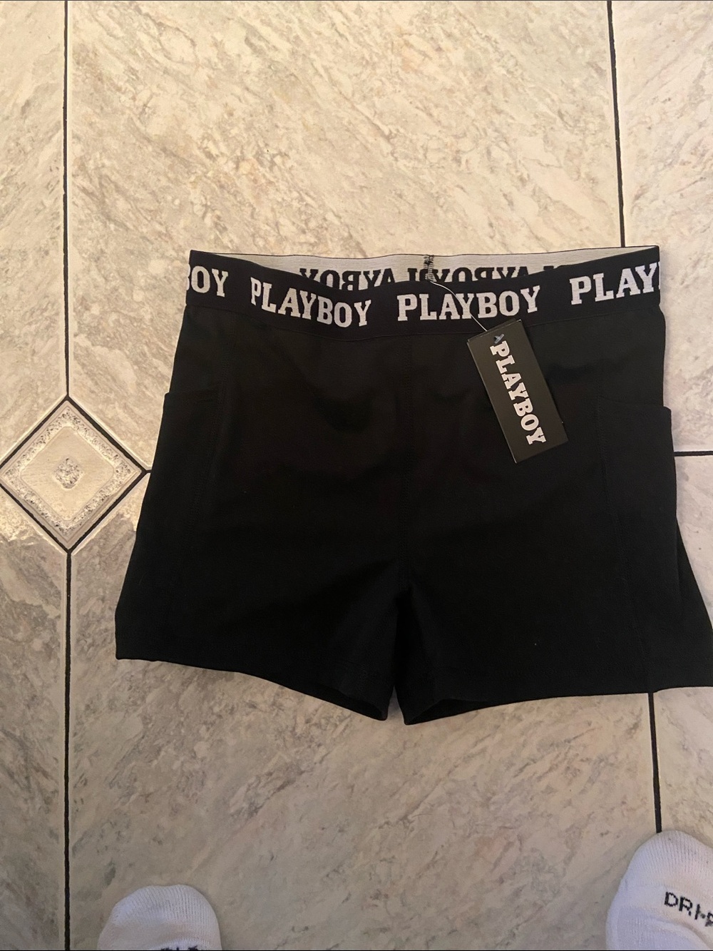 PLAYBOY Black Logo Elastic Waist Bike Shorts